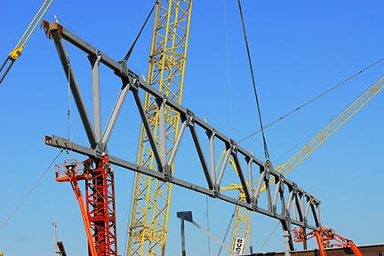 Steel Held by Crane