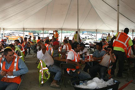 Worker Gathered Lunch