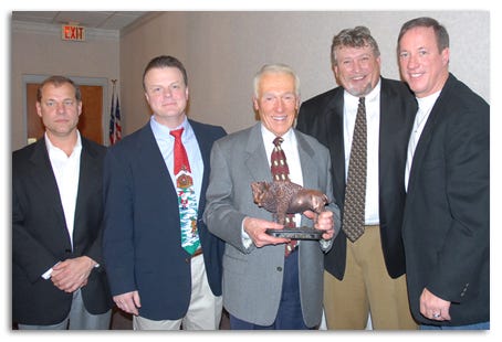 Dave Learn, Bill Hanes, Marv Levy, Kent Hull and Jim Kelly