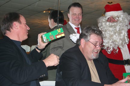 Jim Kelly, Bill Hanes, Kent Hull and Santa