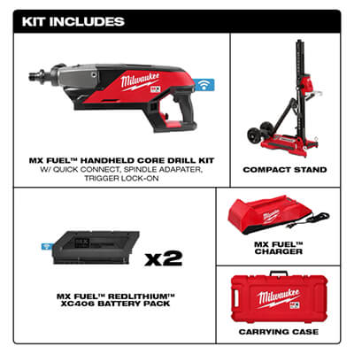 Milwaukee MX Fuel Handheld Core Drill Kit with Included Item Details