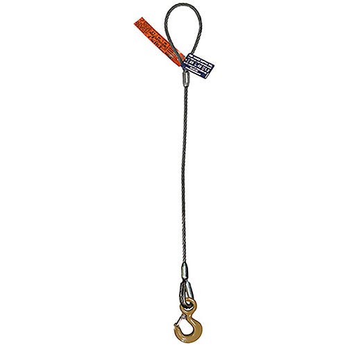 HSI Single Leg Wire Rope Slings | Flemish Loop to Eye Hook