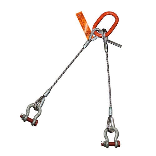 HSI Two Leg Wire Rope Bridle Slings | Bolt Shackle Ends