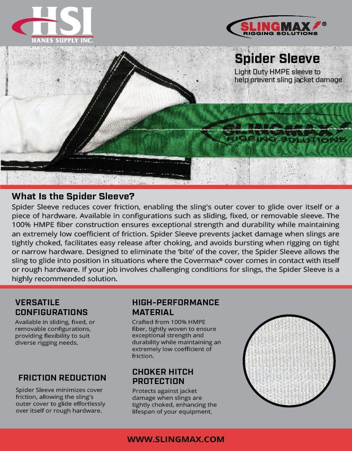 HSI Slingmax Spider Sleeve to Prevent Sling Jacket Damage